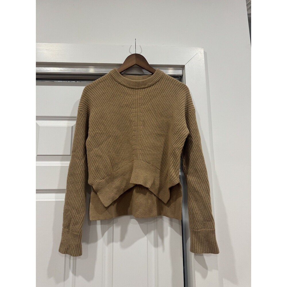Everlane Womens Brown S 100% Cashmere Ribbed Sweater Crop Old Money High Low